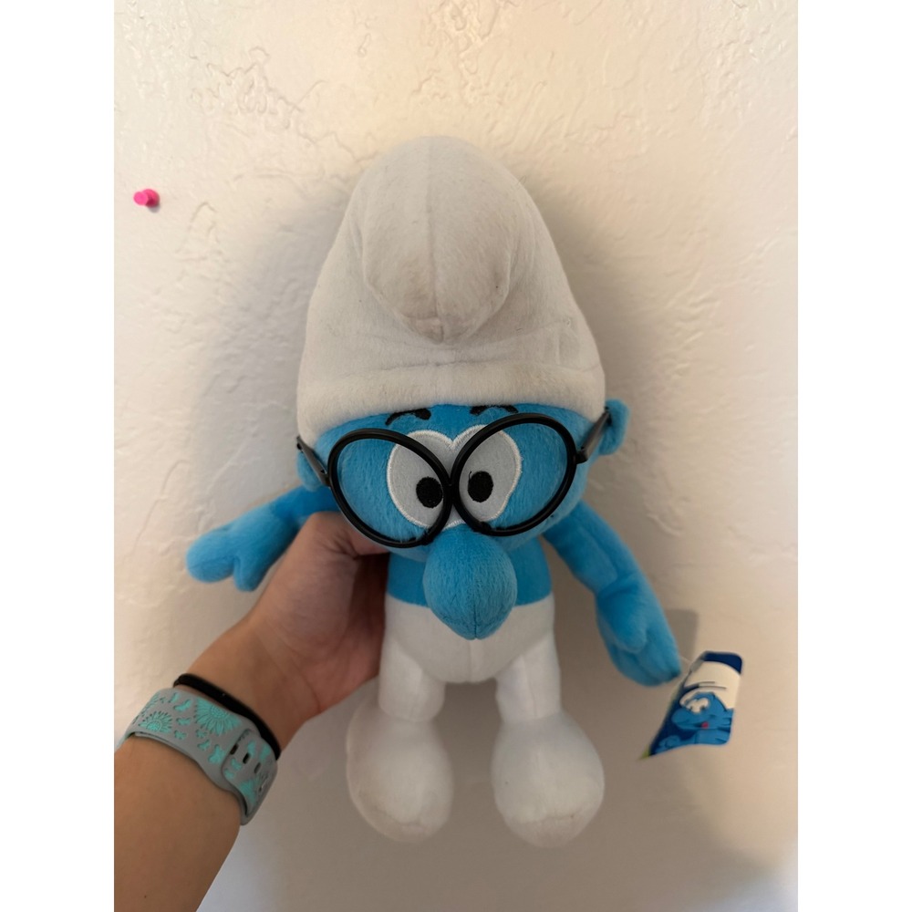 The Smurfs Brainy Smurf Plush Stuffed Animal Toy with Glasses New with Tags